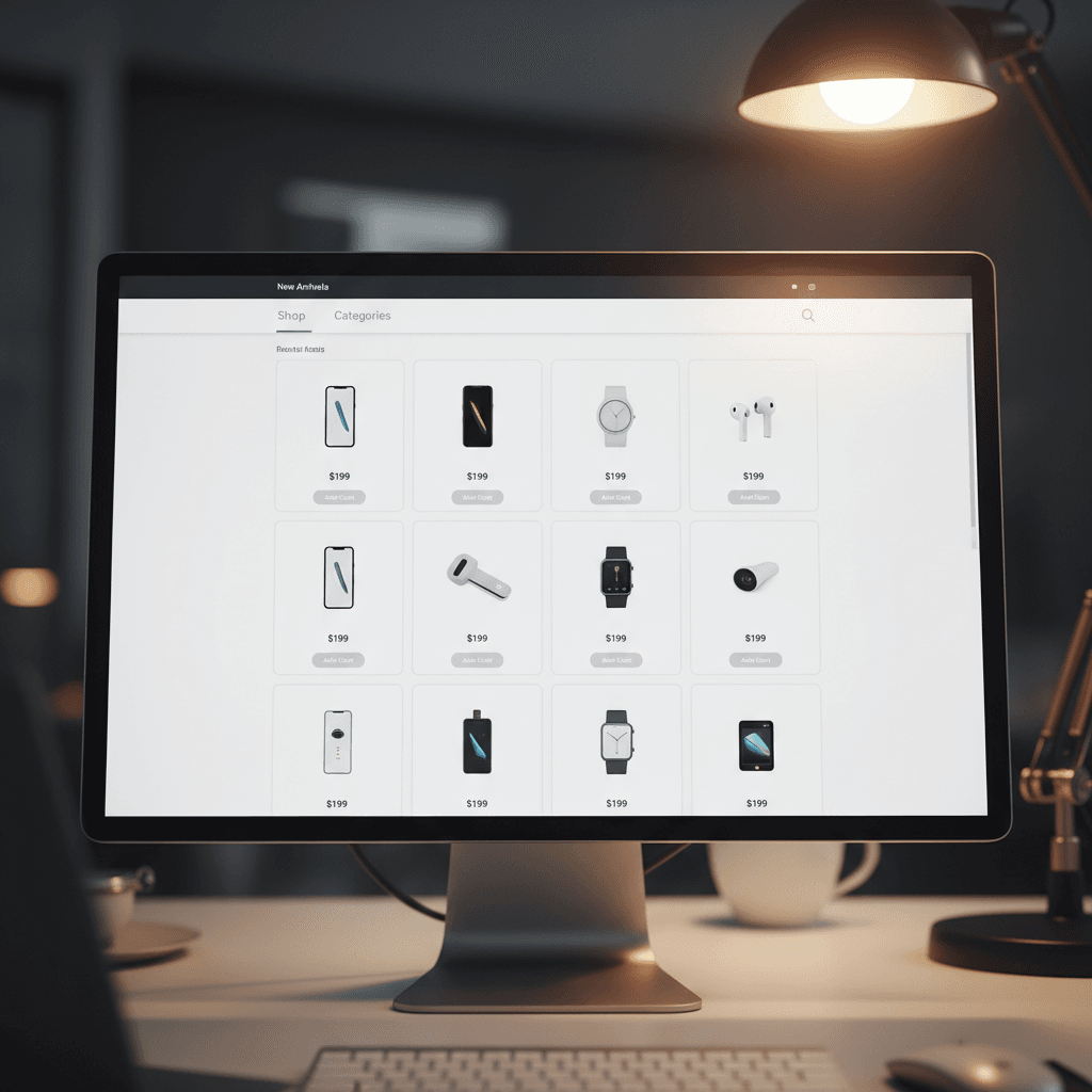 E-commerce website displaying product catalog and shopping features