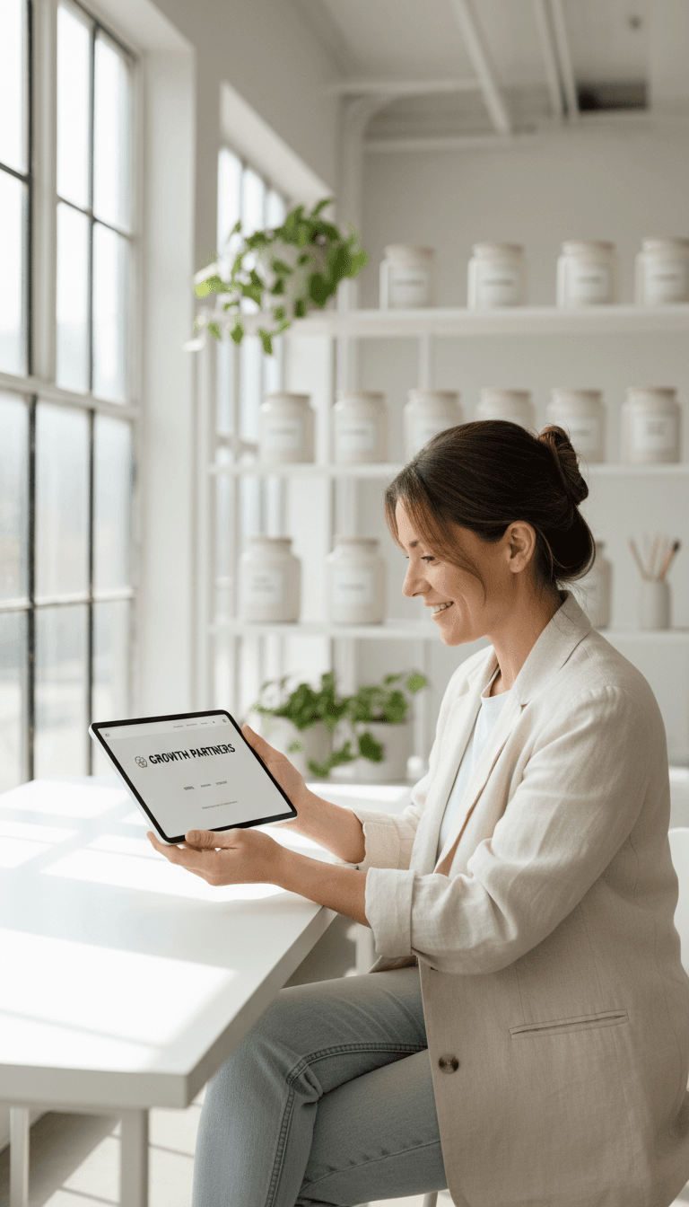 Professional website design on tablet screen